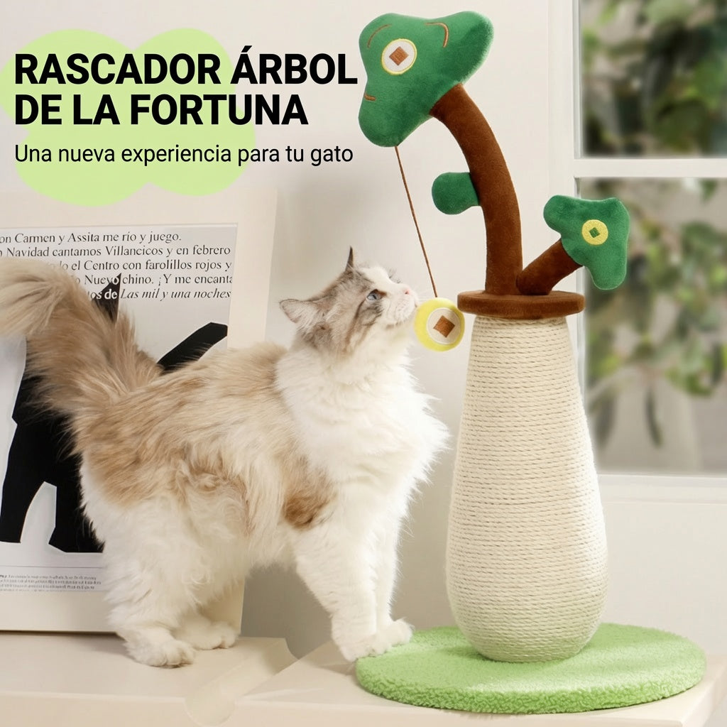Rascador árbol de sisal con juguete colgante