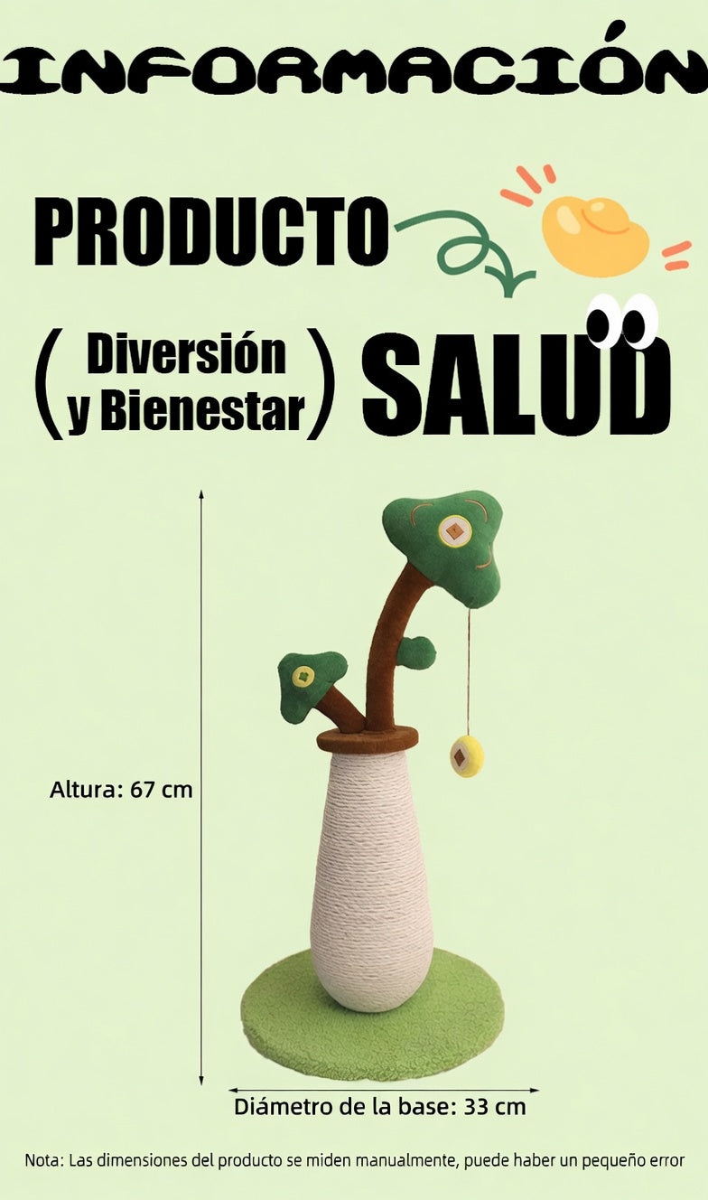Rascador árbol de sisal con juguete colgante