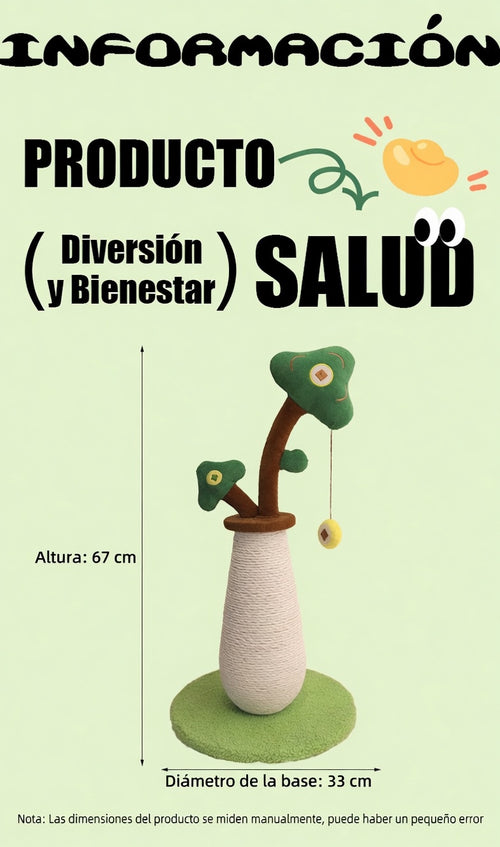 Rascador árbol de sisal con juguete colgante
